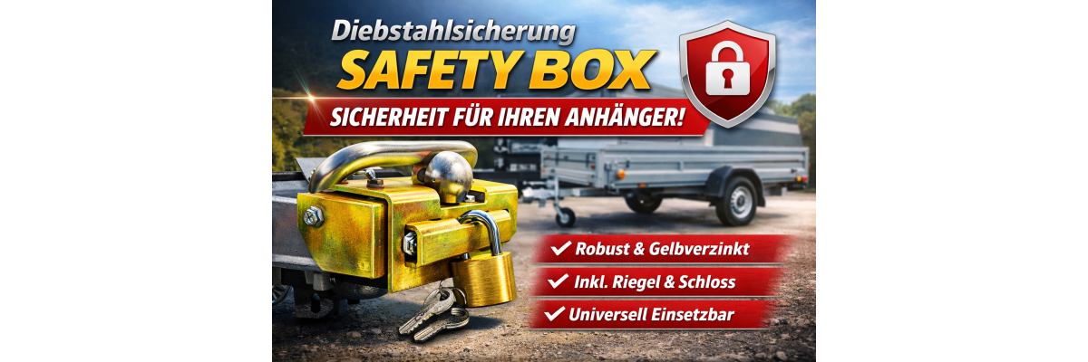 Diebstahlsicherung Safety Box gelbverz. Riegel Schloss – Schutz, auf den Sie sich verlassen können - Diebstahlsicherung Safety Box gelbverz. Riegel Schloss | Robust &amp; Sicher – Anhänger Schutz Schweiz
