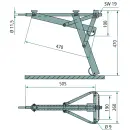 Ausdrehstütze verzinkt ALKO System-Chassis A 505 mm B 470 mm C 260 mm D 190 mm