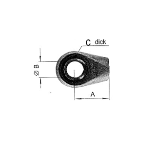 Augen für Gasfedern (rund) B 8,1 mm A 16 mm F M10